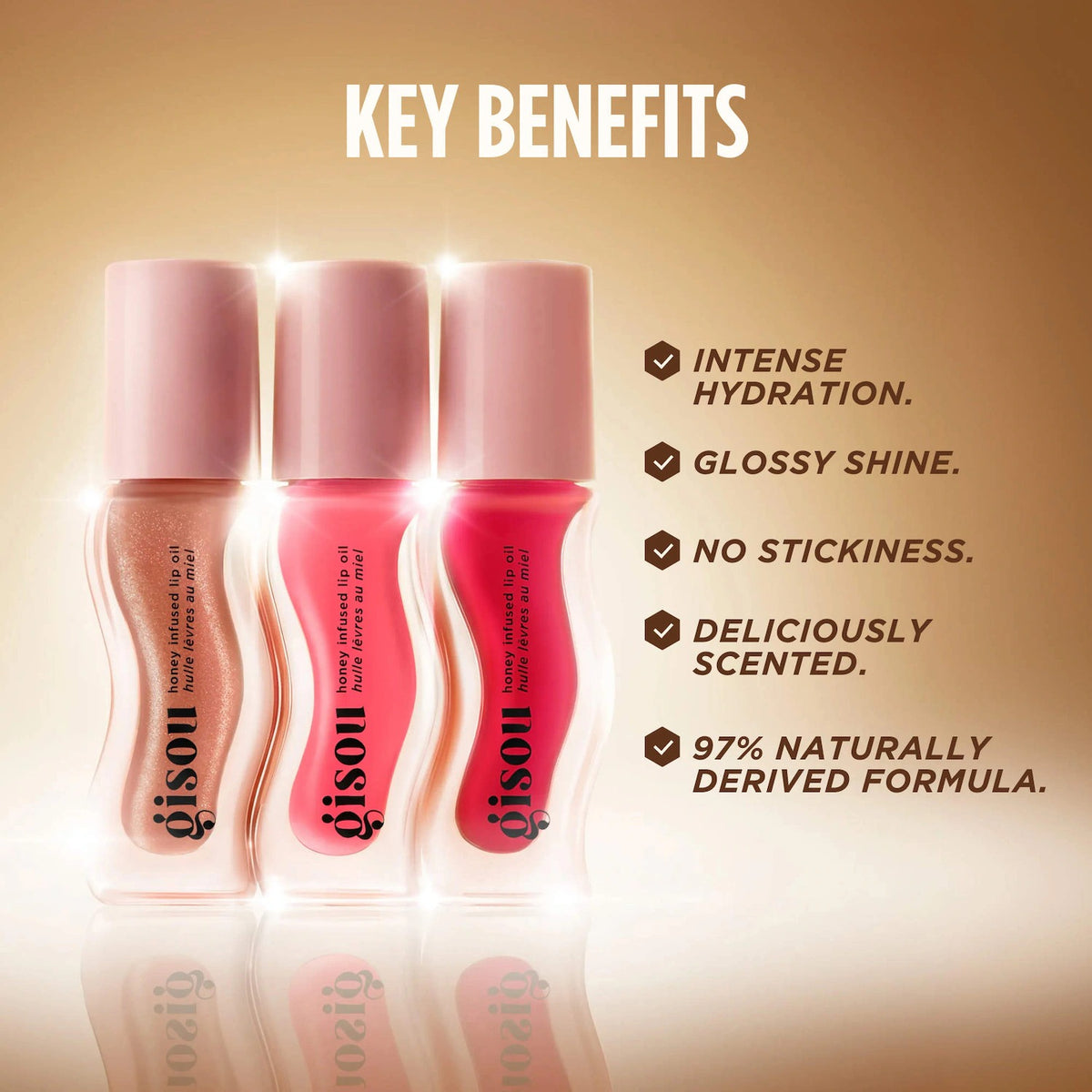 Gisou Honey Infused Hydrating Lip Oil Deluxe Mini Trio Set
