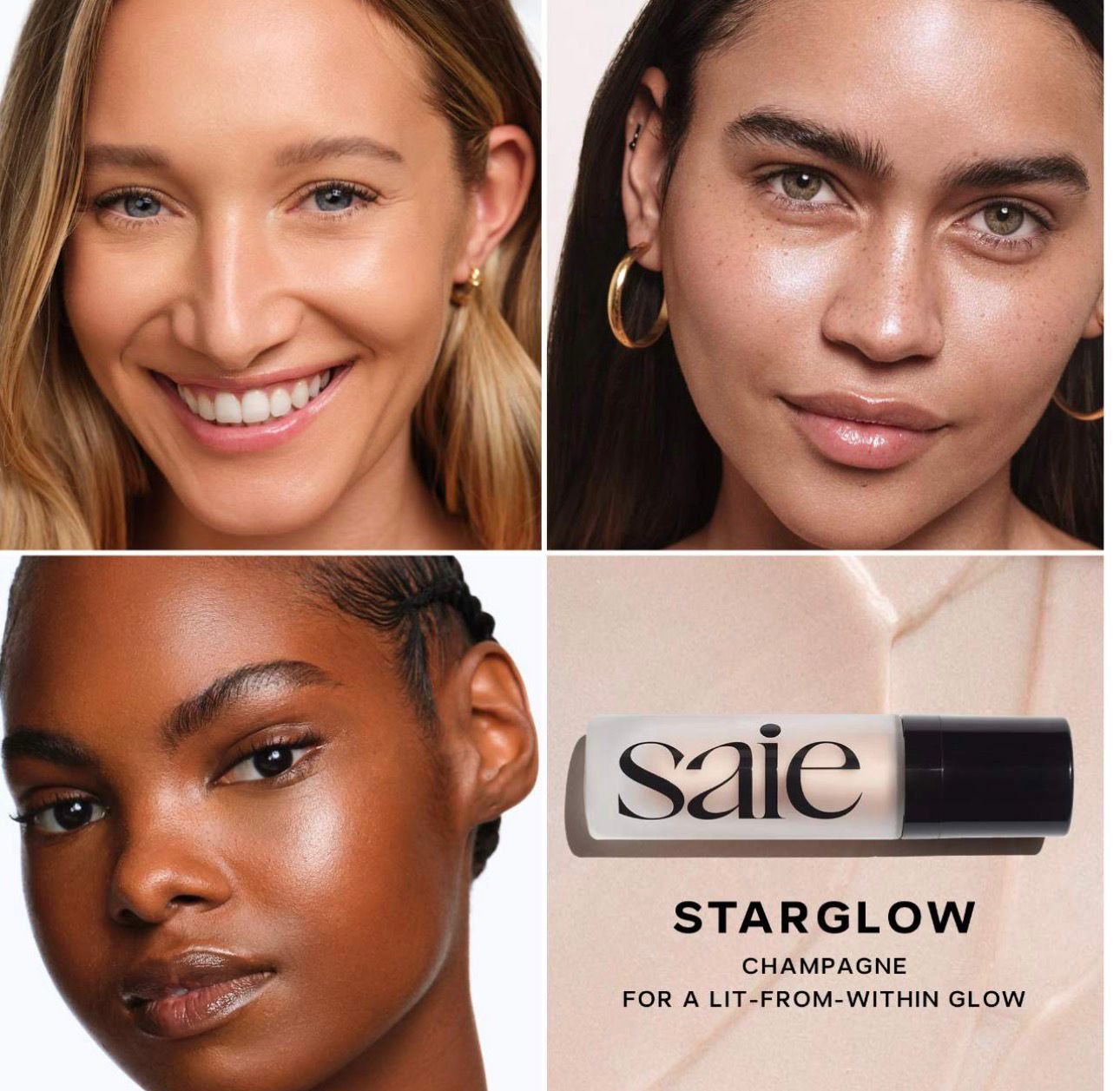SAIE Glowy Super Gel Lightweight Dewy Multipurpose Illuminator - Starglow - champagne
