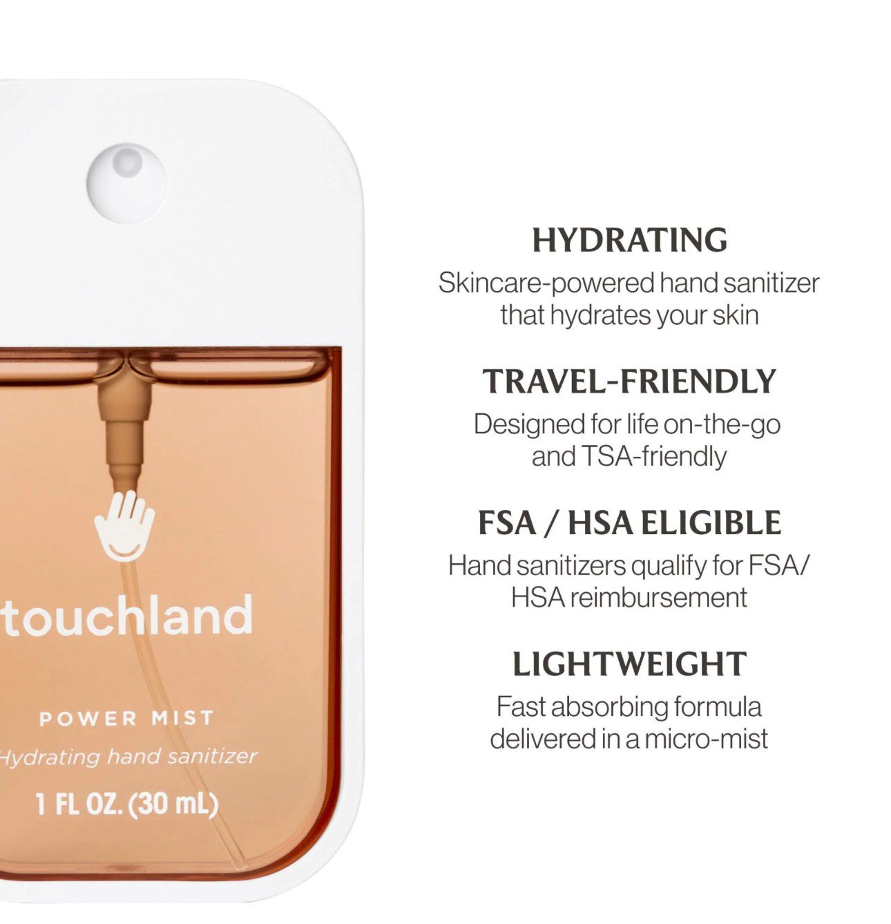 TOUCHLAND Power Mist Hydrating Hand Sanitizer- Salted Caramel