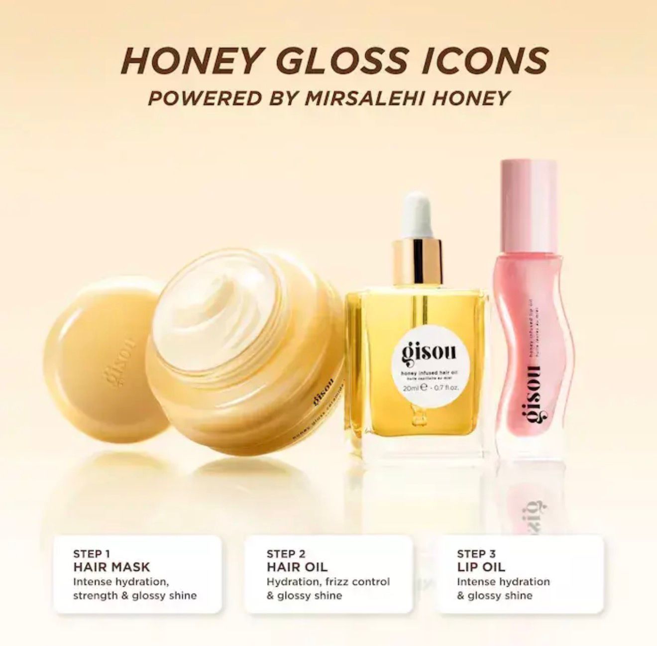 PREORDEN GISOU HONEY GLOW ICONS HAIR & LIP SET