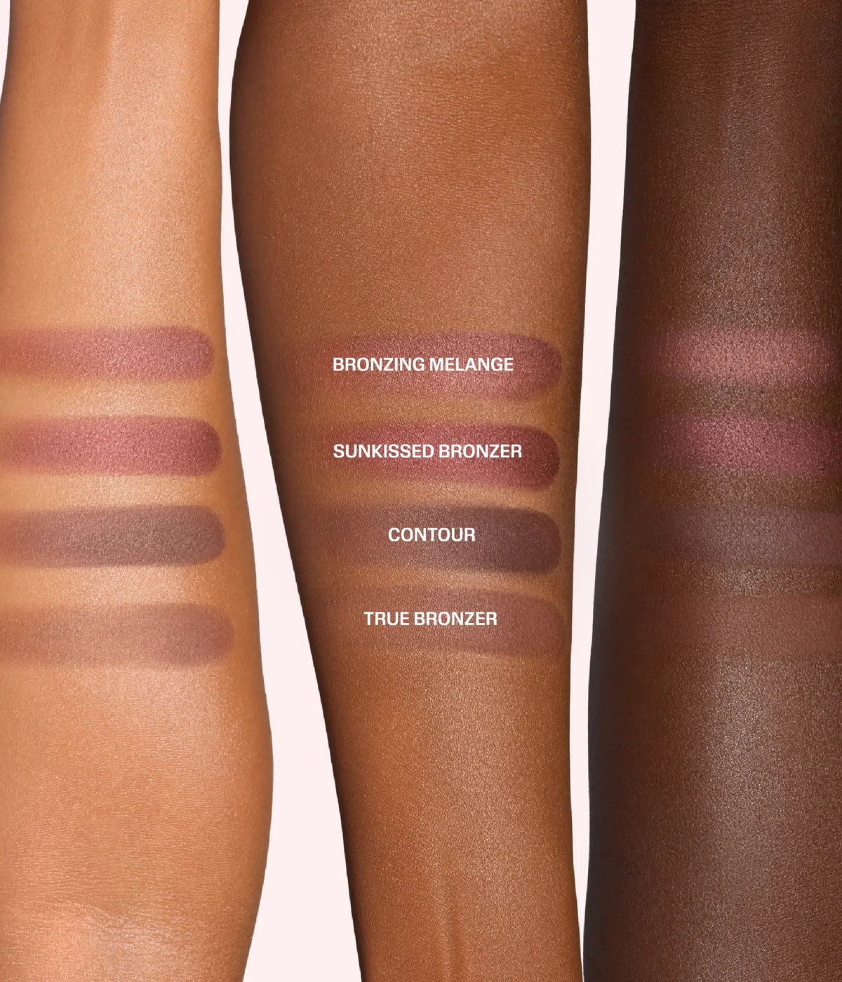 Huda Beauty Bronze Filter Bronzer and Contour Palette – Rich, swatches en brazo