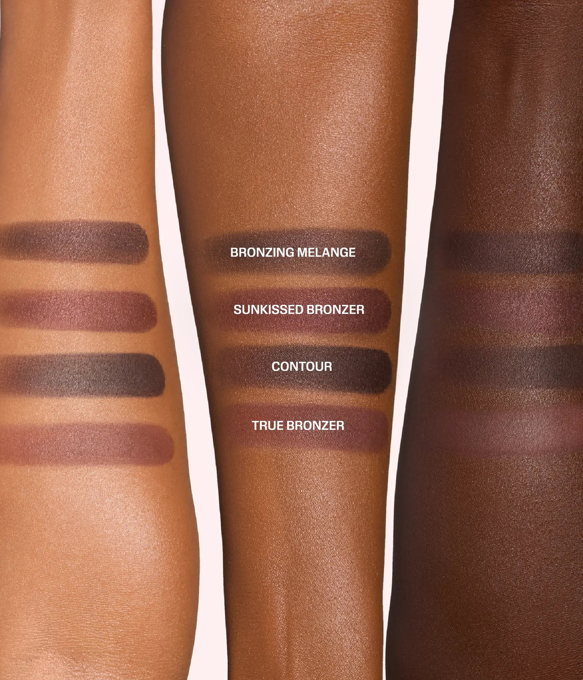 Huda Beauty Bronze Filter Bronzer and Contour Palette – Ultra Rich, swatches en brazo