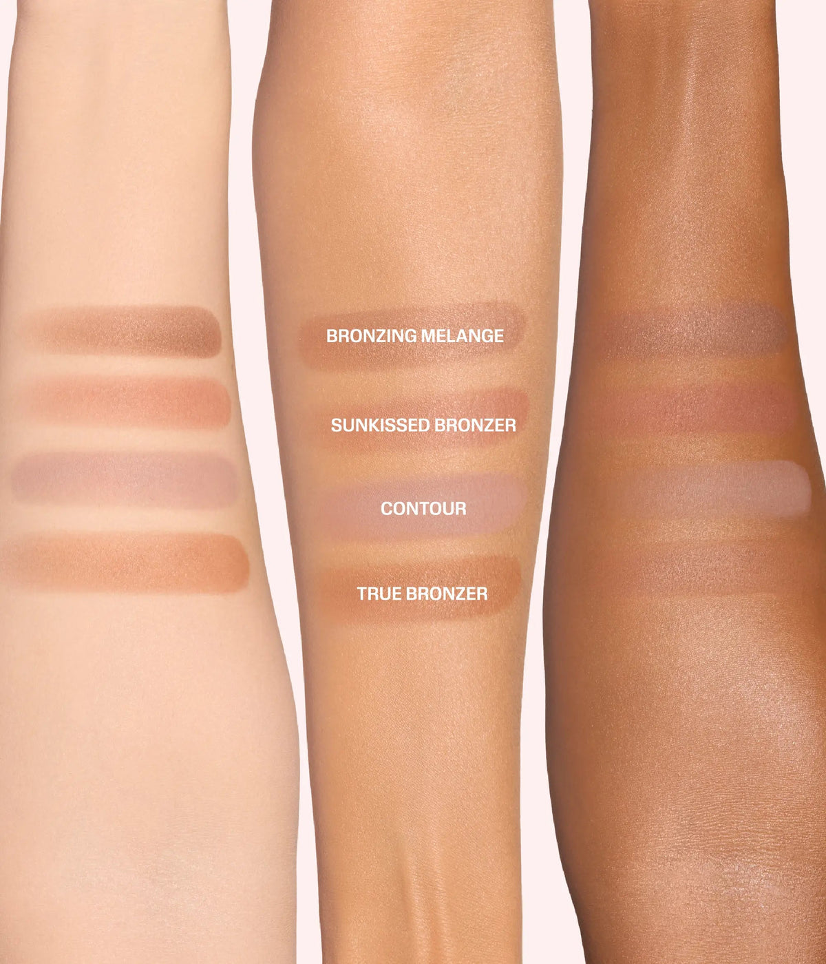 Huda Beauty Bronze Filter Bronzer and Contour Palette – Medium, swatches en brazo