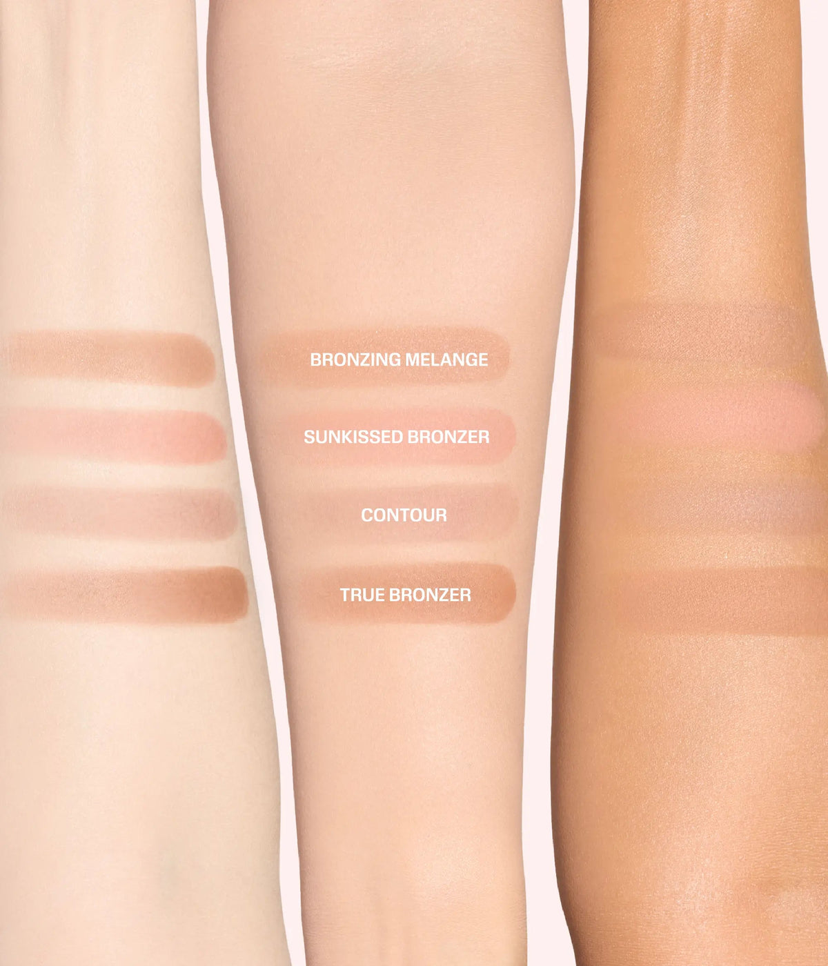 Huda Beauty Bronze Filter Bronzer and Contour Palette – Light, swatches en brazo