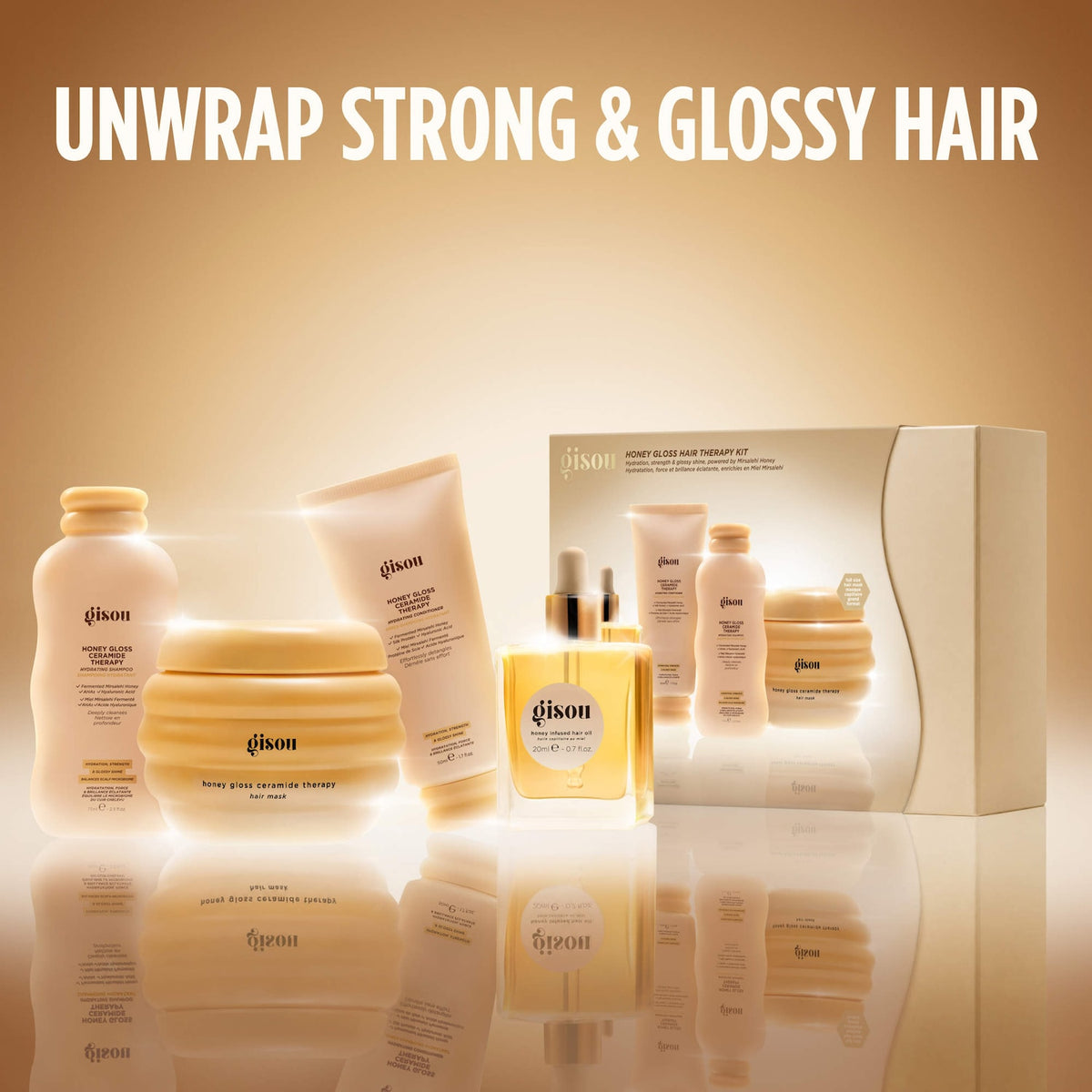 Gisou Honey Gloss Hair Therapy Set, imagen 3