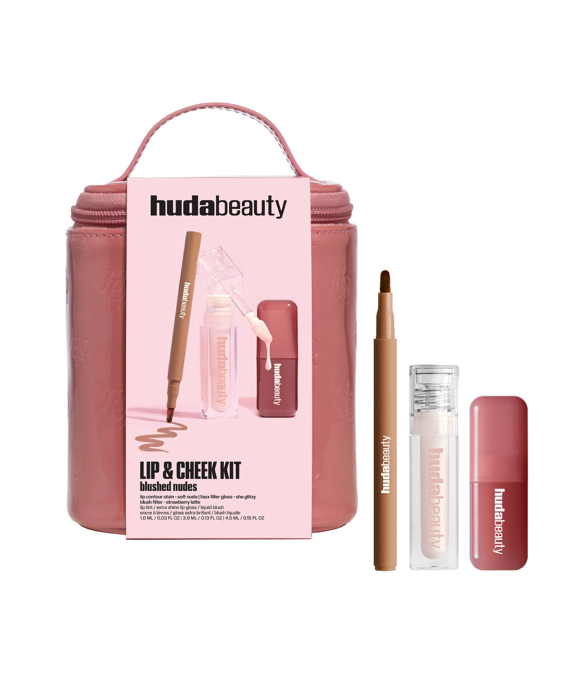 HUDA BEAUTY Blushed Nudes Lip & Cheek Kit, imagen 1