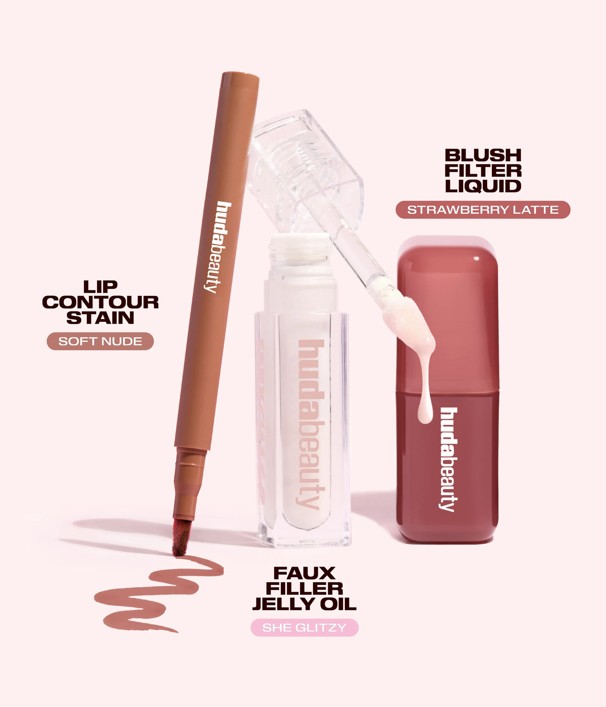 HUDA BEAUTY Blushed Nudes Lip & Cheek Kit, imagen 3