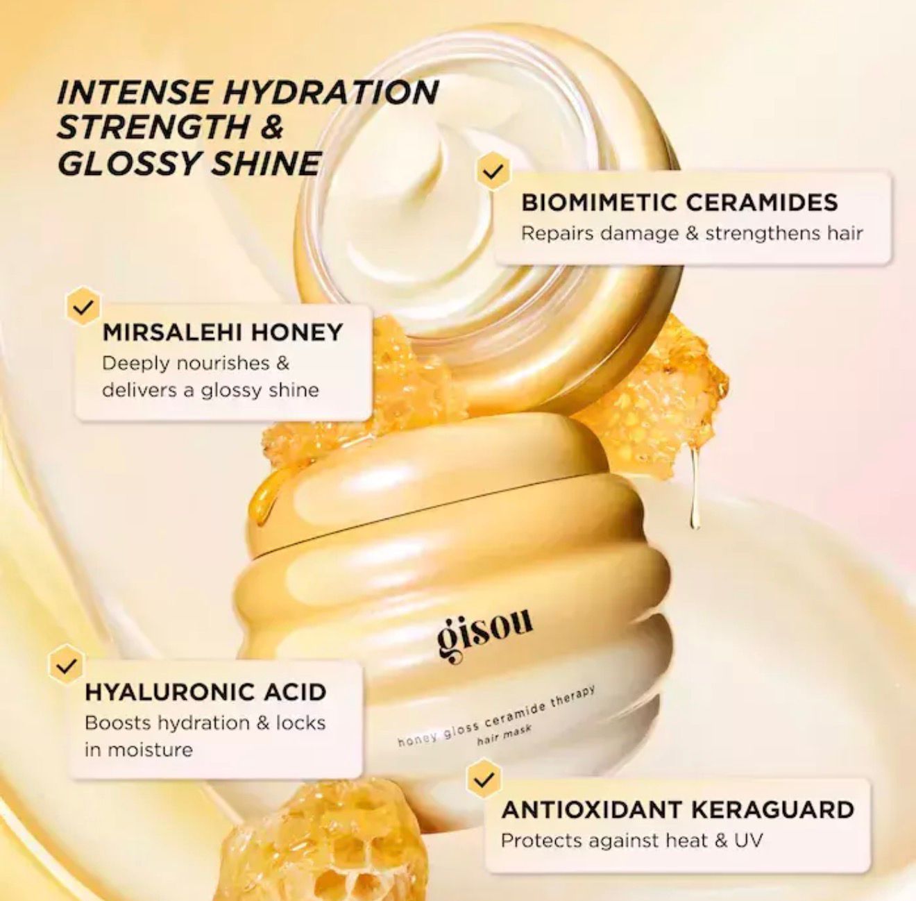 PREORDEN* Gisou Honey Gloss Ceramide Therapy Hydrating Hair Mask
