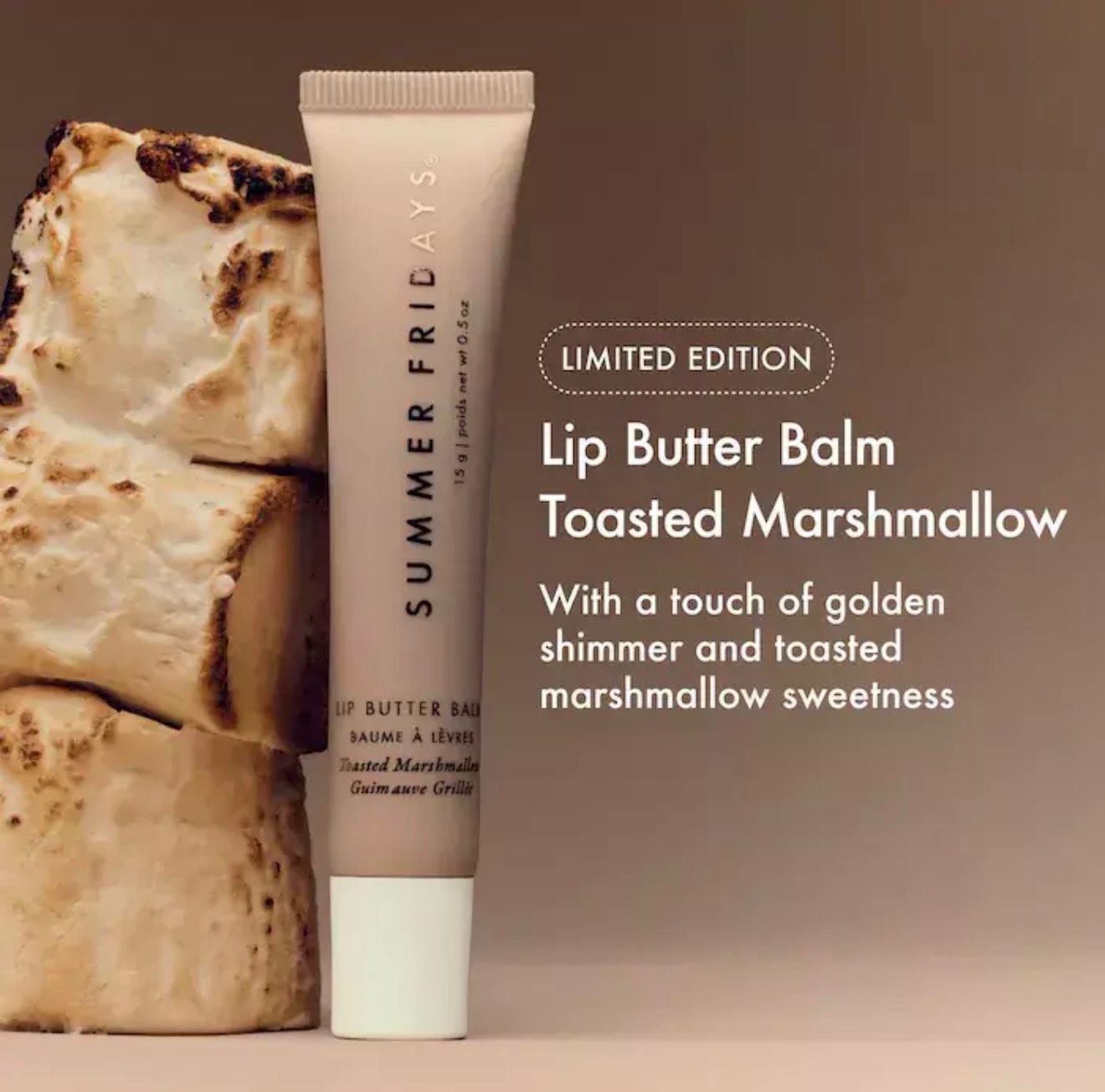 PREORDEN* SUMMER FRIDAYS LIP BUTTER BALM TOASTED MARSHMALLOW