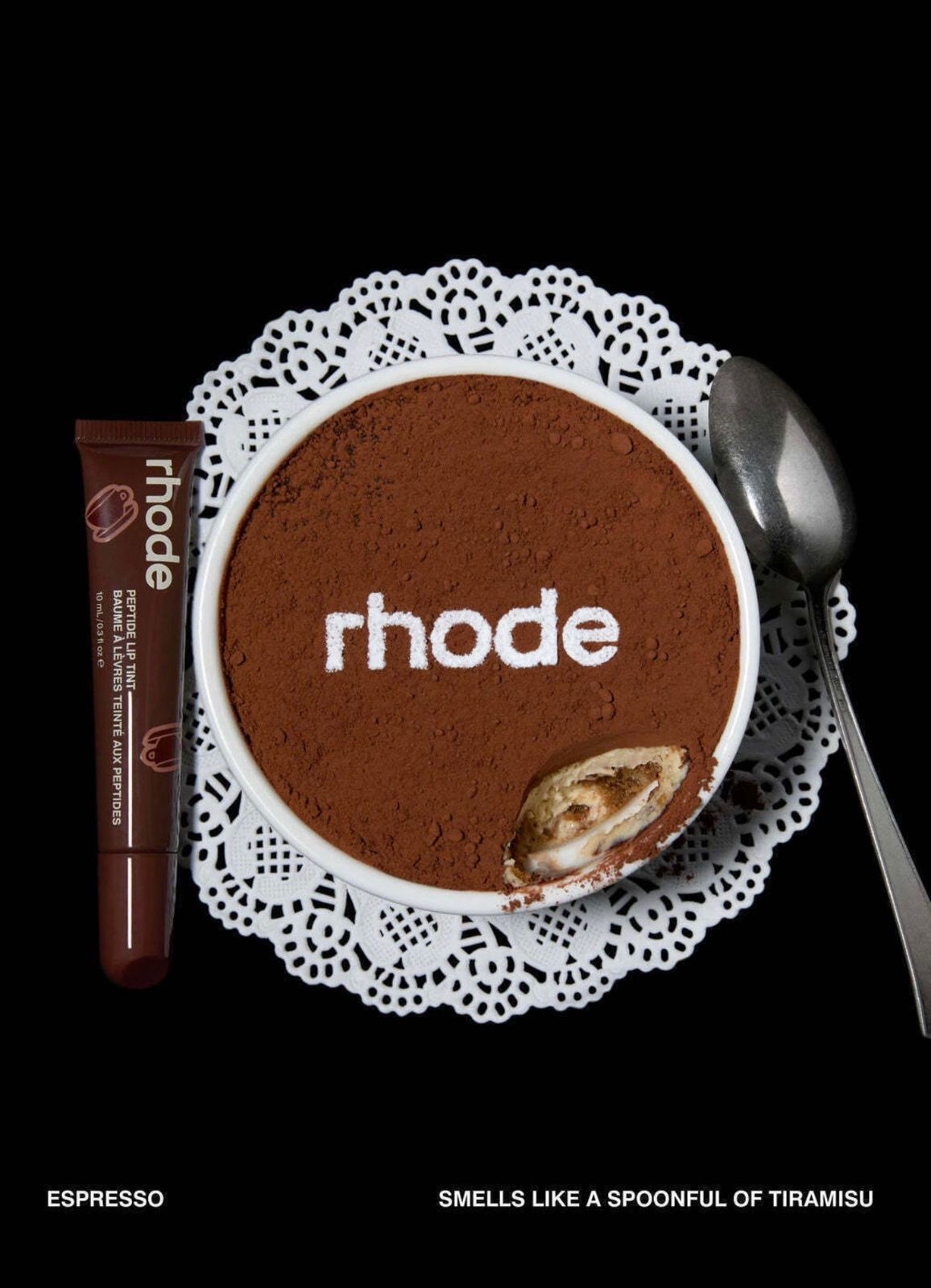 RHODE LIMITED EDITION SCENTED PEPTIDE LIP TINT NOURISHING GLAZE - ESPRESSO- AROMA A TIRAMISU