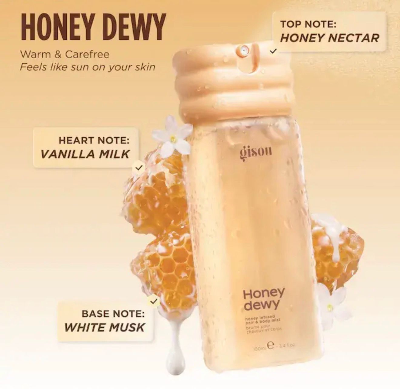 PREORDEN GISOU HONEY DEWY HONEY INFUSED HAIR & BODY MIST