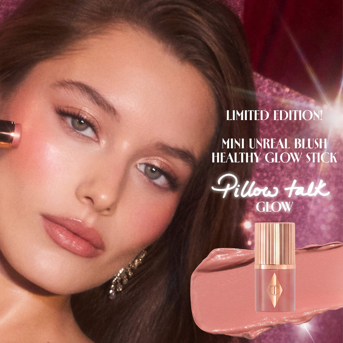 Charlotte Tilbury Pillow Talk Everyday Icons – Unreal Blush Pillow Talk Glow en modelo