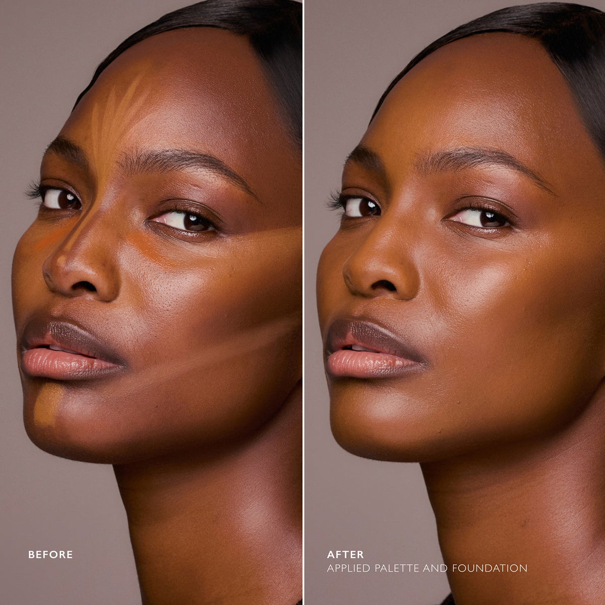 m.ph by Mary Phillips Underpainting Face Highlight & Contour Palette – Deep, antes y después