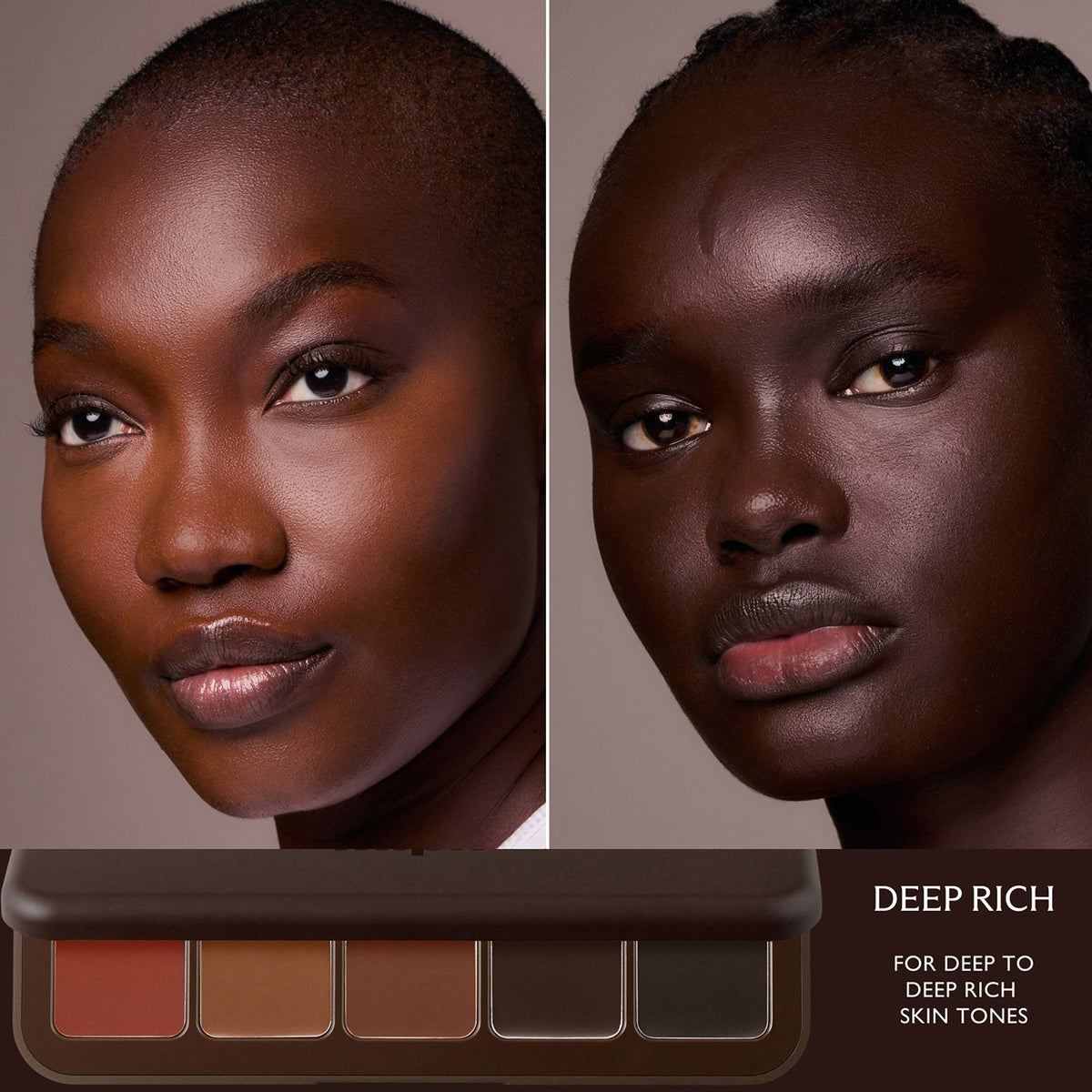 m.ph by Mary Phillips Underpainting Face Highlight & Contour Palette – Deep Rich, modelos con la paleta
