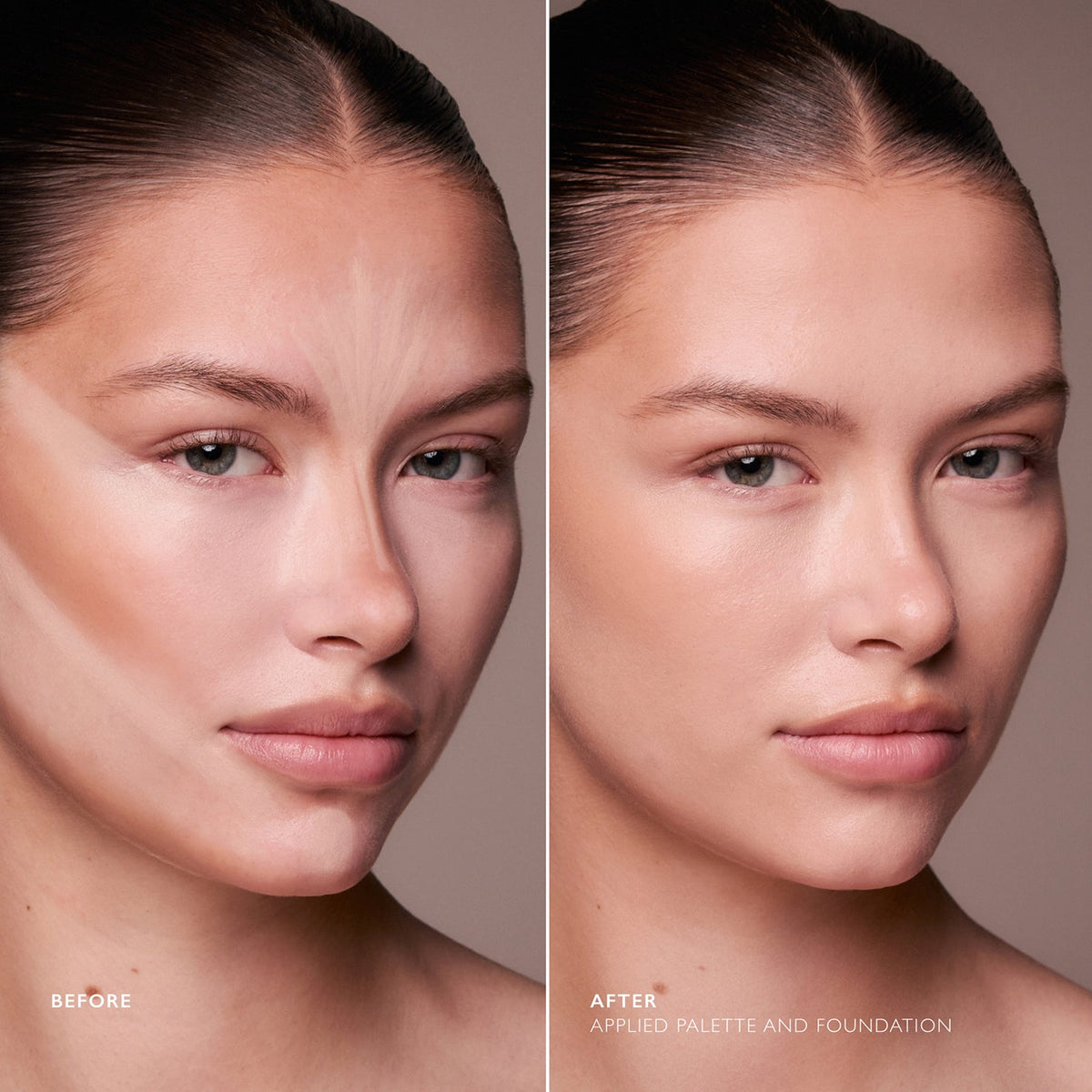 m.ph by Mary Phillips Underpainting Face Highlight & Contour Palette – Fair, antes y después