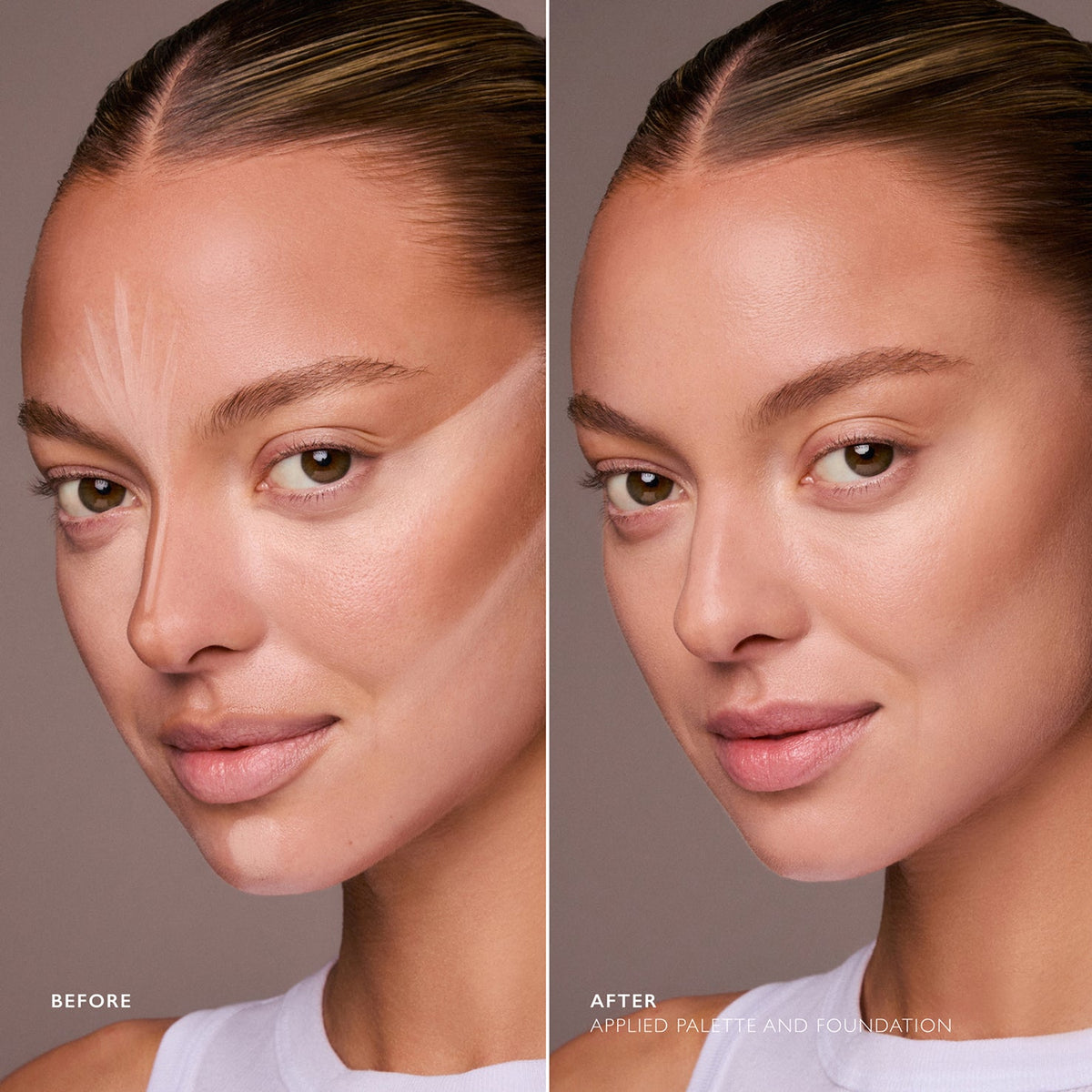 m.ph by Mary Phillips Underpainting Face Highlight & Contour Palette – Light, antes y después