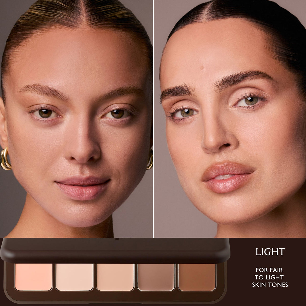m.ph by Mary Phillips Underpainting Face Highlight & Contour Palette – Light, modelos con la paleta
