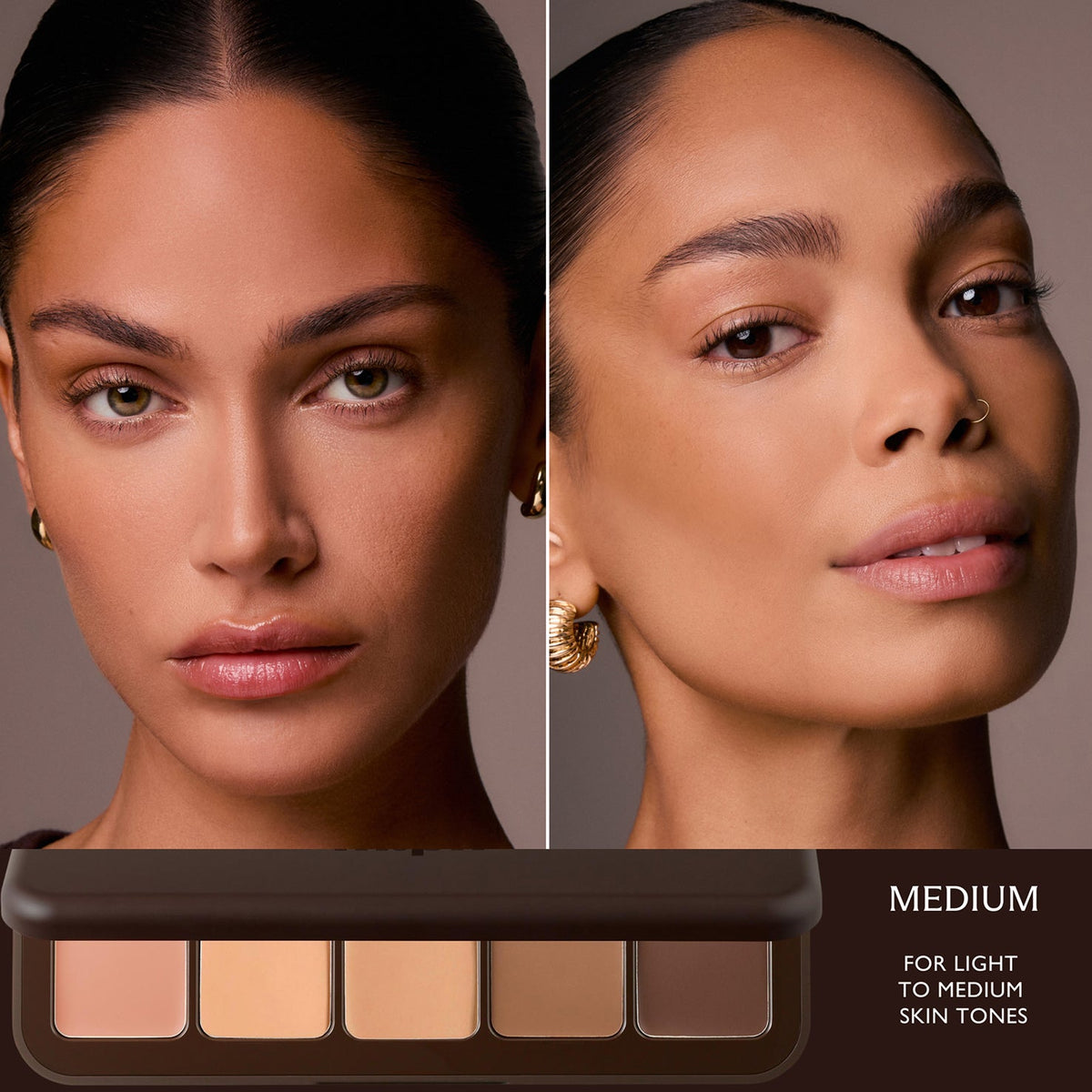 m.ph by Mary Phillips Underpainting Face Highlight & Contour Palette – Medium, modelos con la paleta
