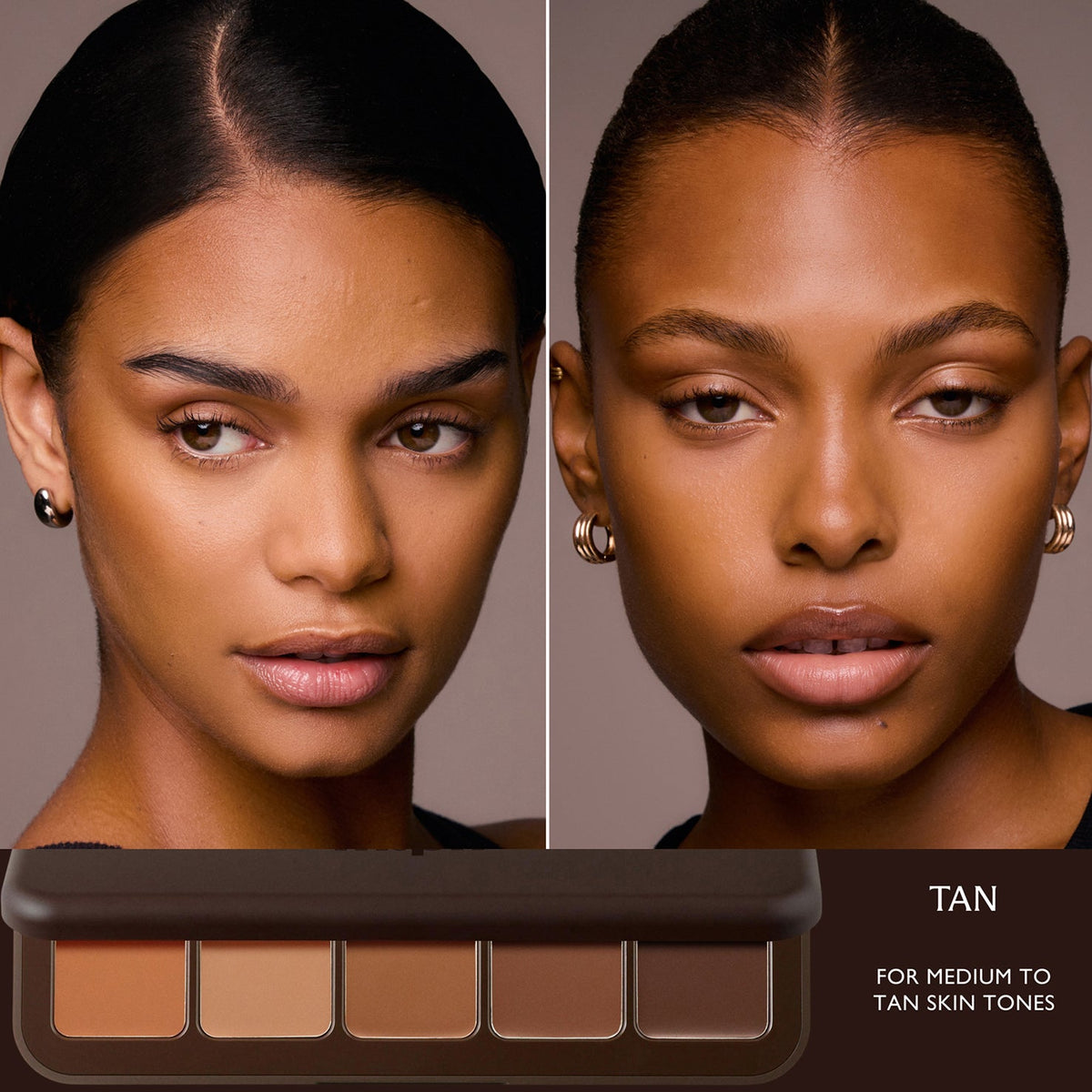 m.ph by Mary Phillips Underpainting Face Highlight & Contour Palette – Tan, modelos con la paleta