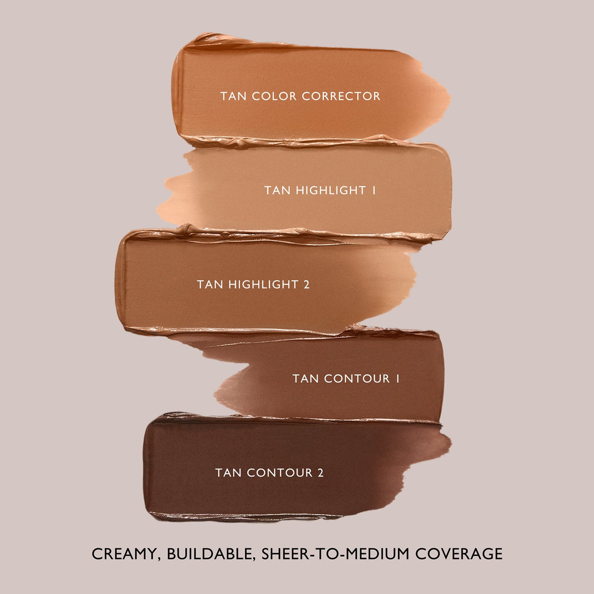 m.ph by Mary Phillips Underpainting Face Highlight & Contour Palette – Tan, swatches en crema