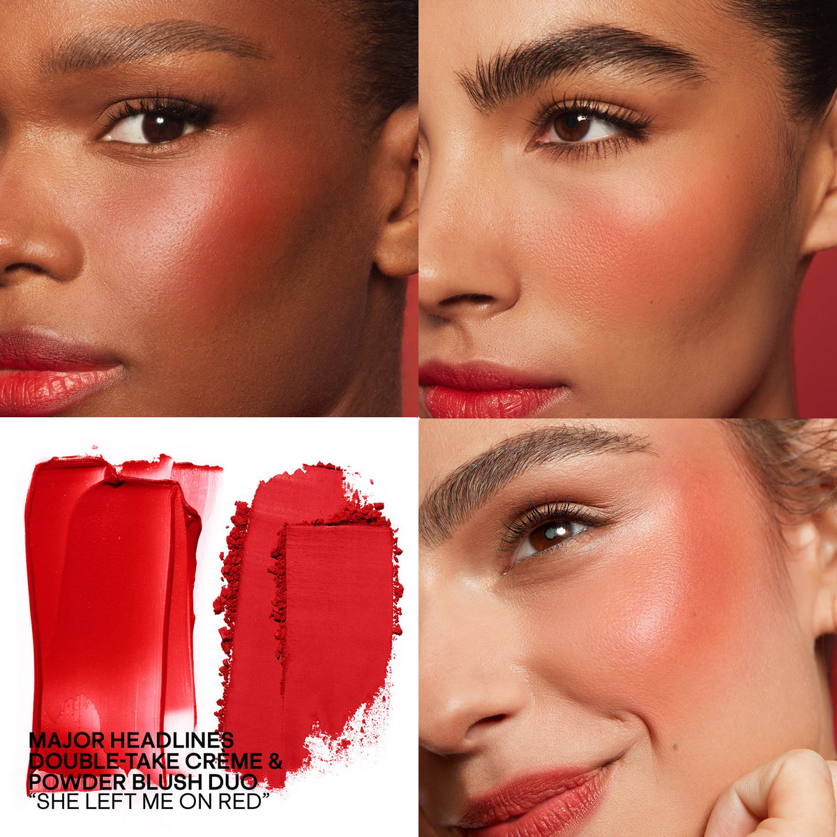 PATRICK TA Mini Major Headlines Double-Take Blush Duo – She Left Me On Red, en modelos