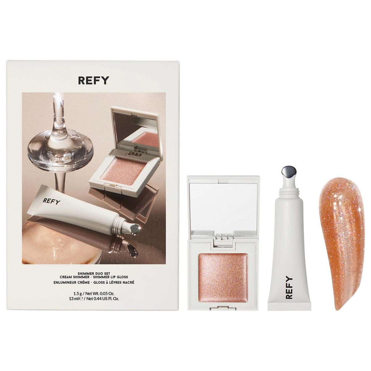 REFY Shimmer Lip Gloss & Cream Highlighter Duo Gift Set Solstice