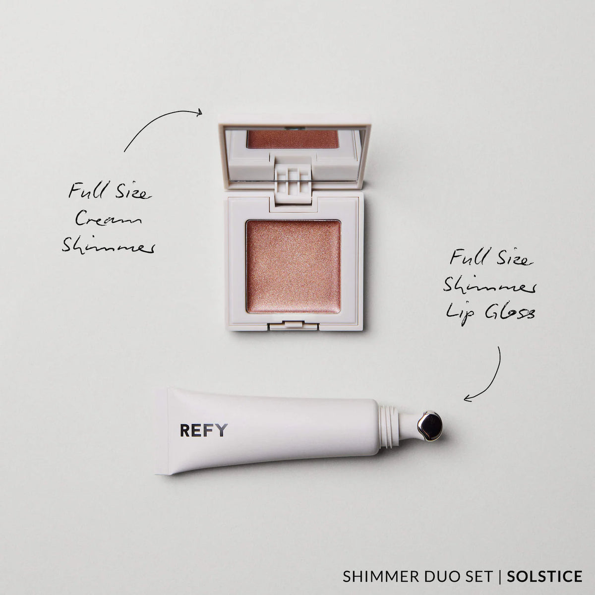 REFY Shimmer Lip Gloss & Cream Highlighter Duo Gift Set